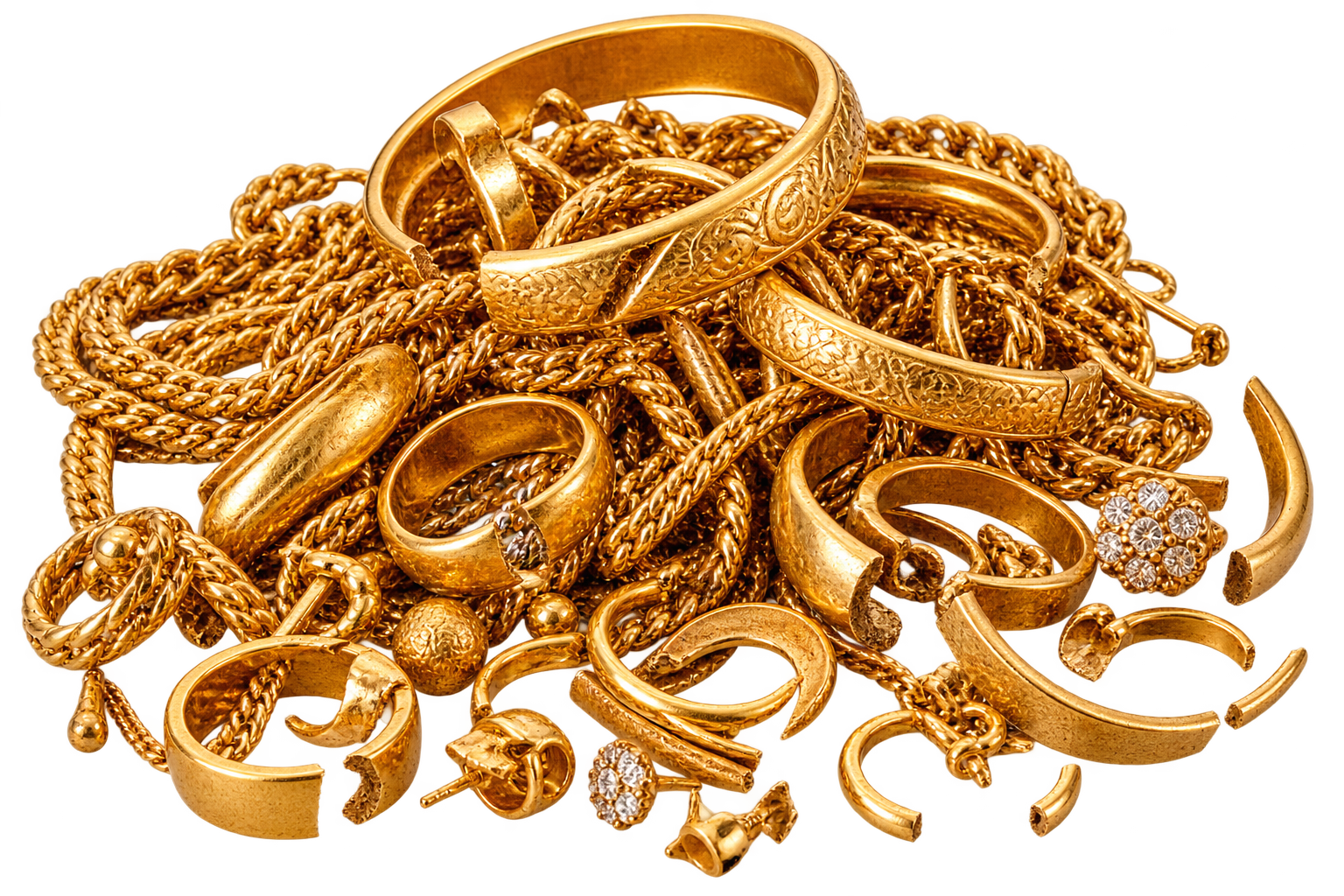 Broken and damaged gold jewellery accepted by trusted gold buyers in Mathikere and Bangalore.